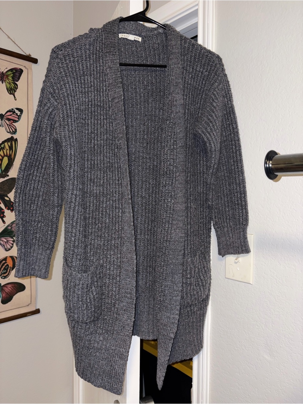 Mossimo Supply Co. Charcoal Ribbed Open-Front Cardigan